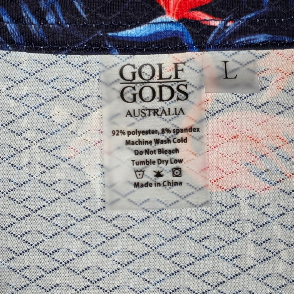 Golf Gods Australia Flamingo  Polo Shirt Mens Large Navy Blue Performance Poly - Picture 3 of 9